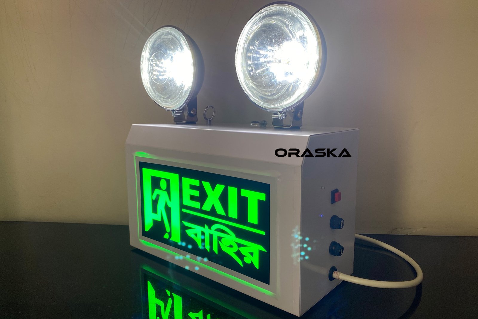 ORASKA EXF3297 Emergency COMBO FOG-EXIT Light 24W Fog + 6W Exit Sign 6V-7AH Battery World's Best Quality LED Light in Bangladesh