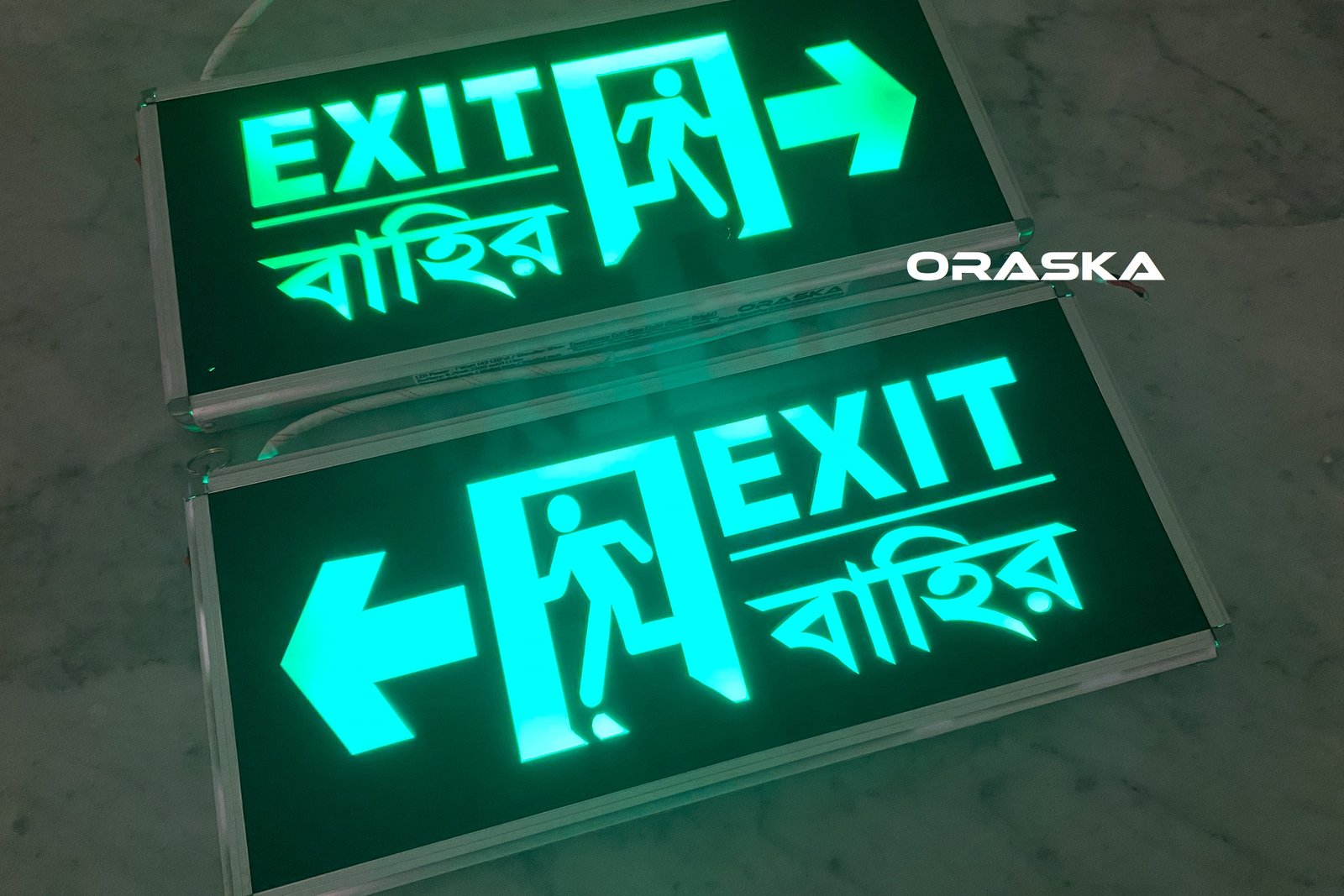 ORASKA Emergency Directional Exit-Bahir Sign Light both side 7watt 18 by 8 inch with 3-4 hrs backup-bd