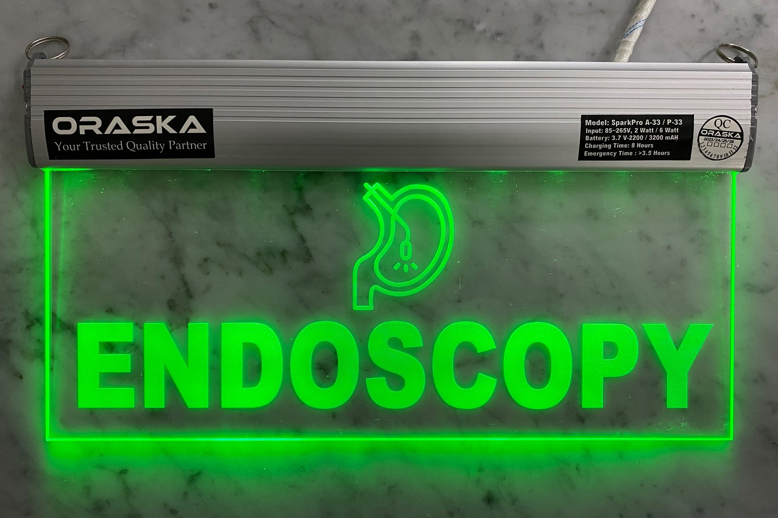 ORASKA Emergency Hospital Endoscopy Sign SparkPro A33 Clear Exit Sign Light 14 by 8 inch