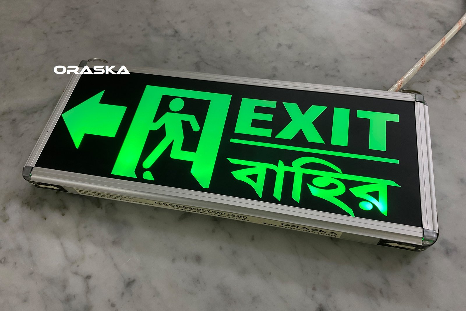 ORASKA 2Watt SparkPro1467 Exit Left Arrow Sign Light 2Hrs Backup