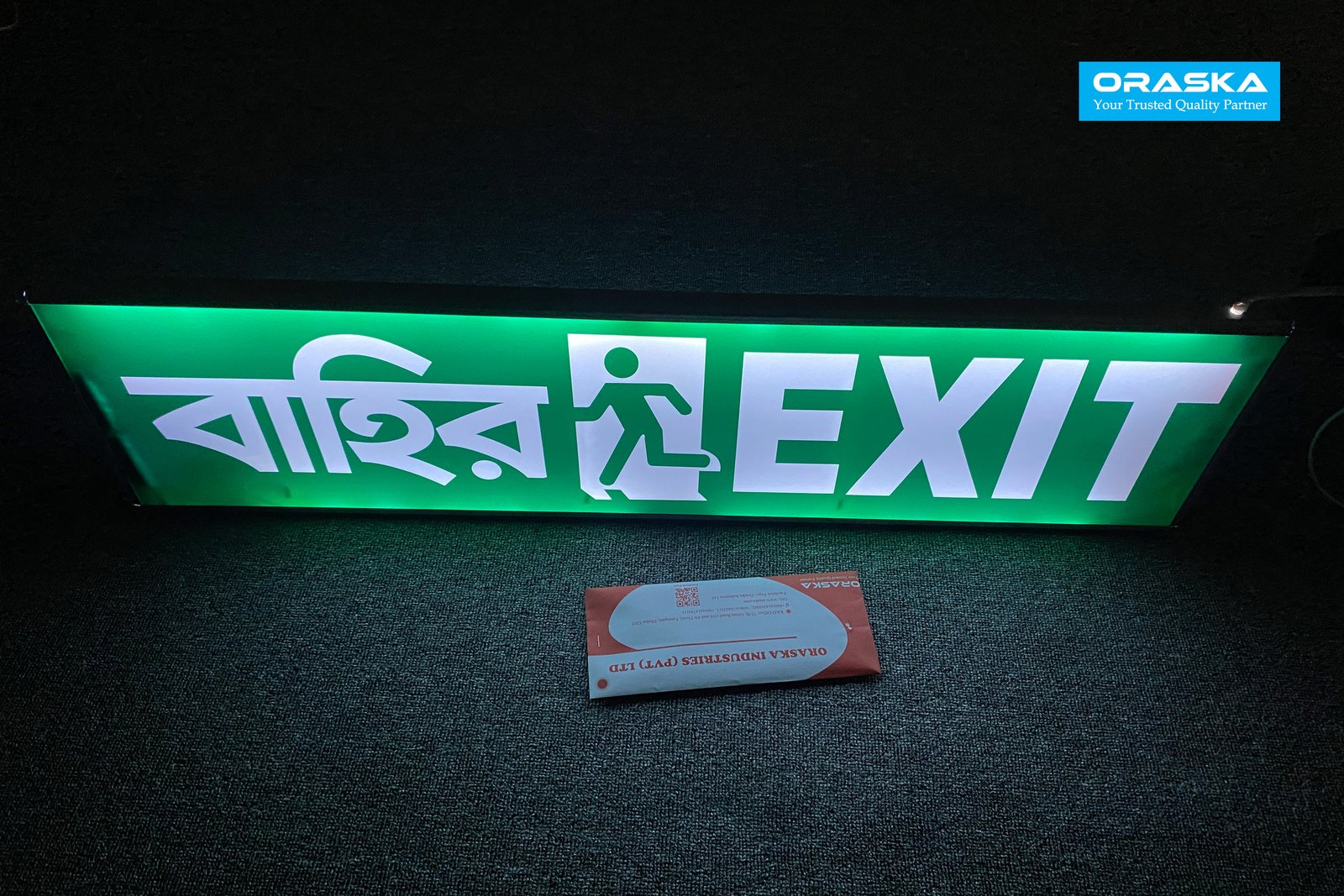 ORASKA SparkPro W-2616 EXA Emergency Exit Sign Light 38x10x1 inch with 3hrs backup 15W