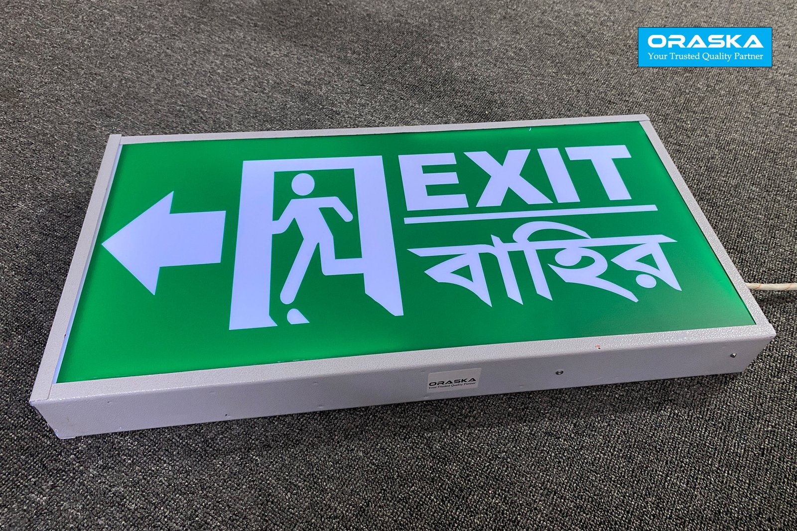 Emergency Exit Sign Light Box Both Side View 24-12 inch 3 hrs backup 15watt Best Quality