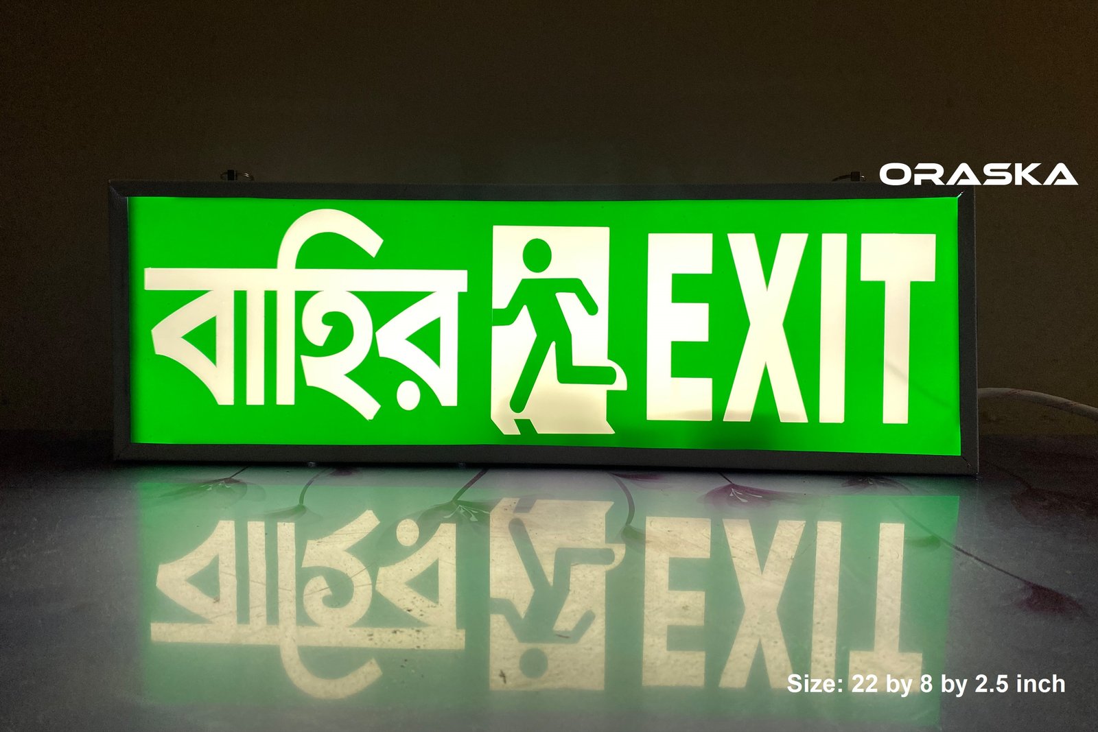 ORASKA Box Type Emergency Exit Sign Light 4 hrs backup 2 years warranty