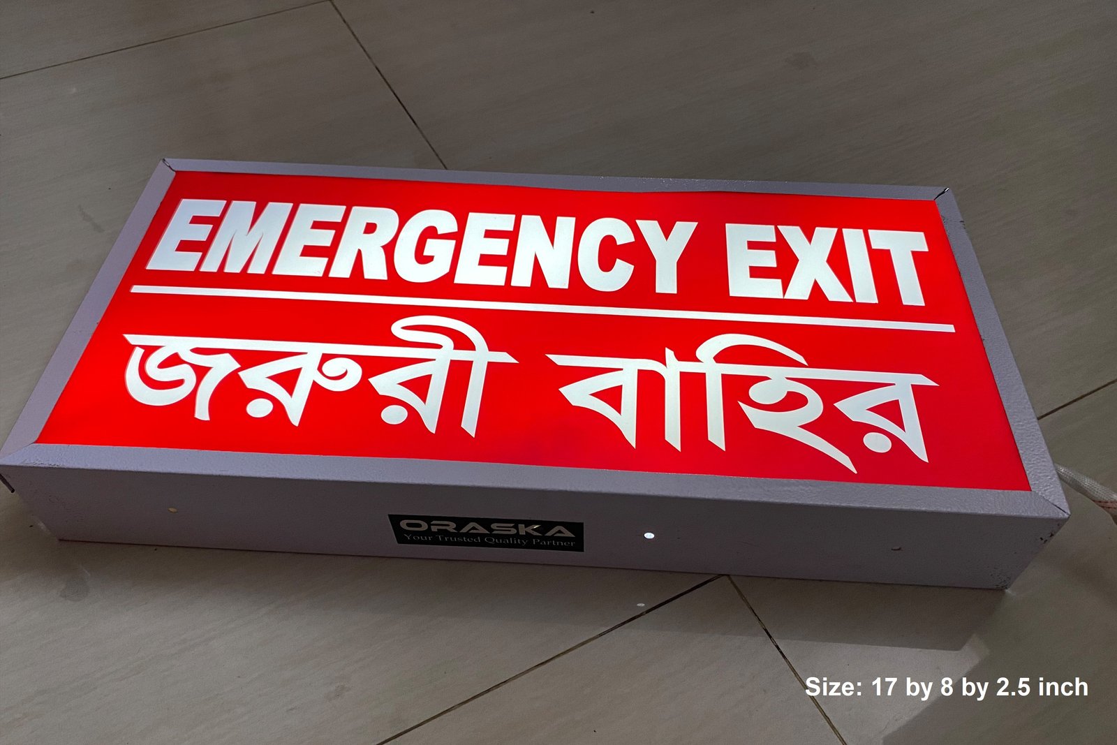 ORASKA Rechargeable Emergency Exit Sign 5 hrs backup 2 years warranty