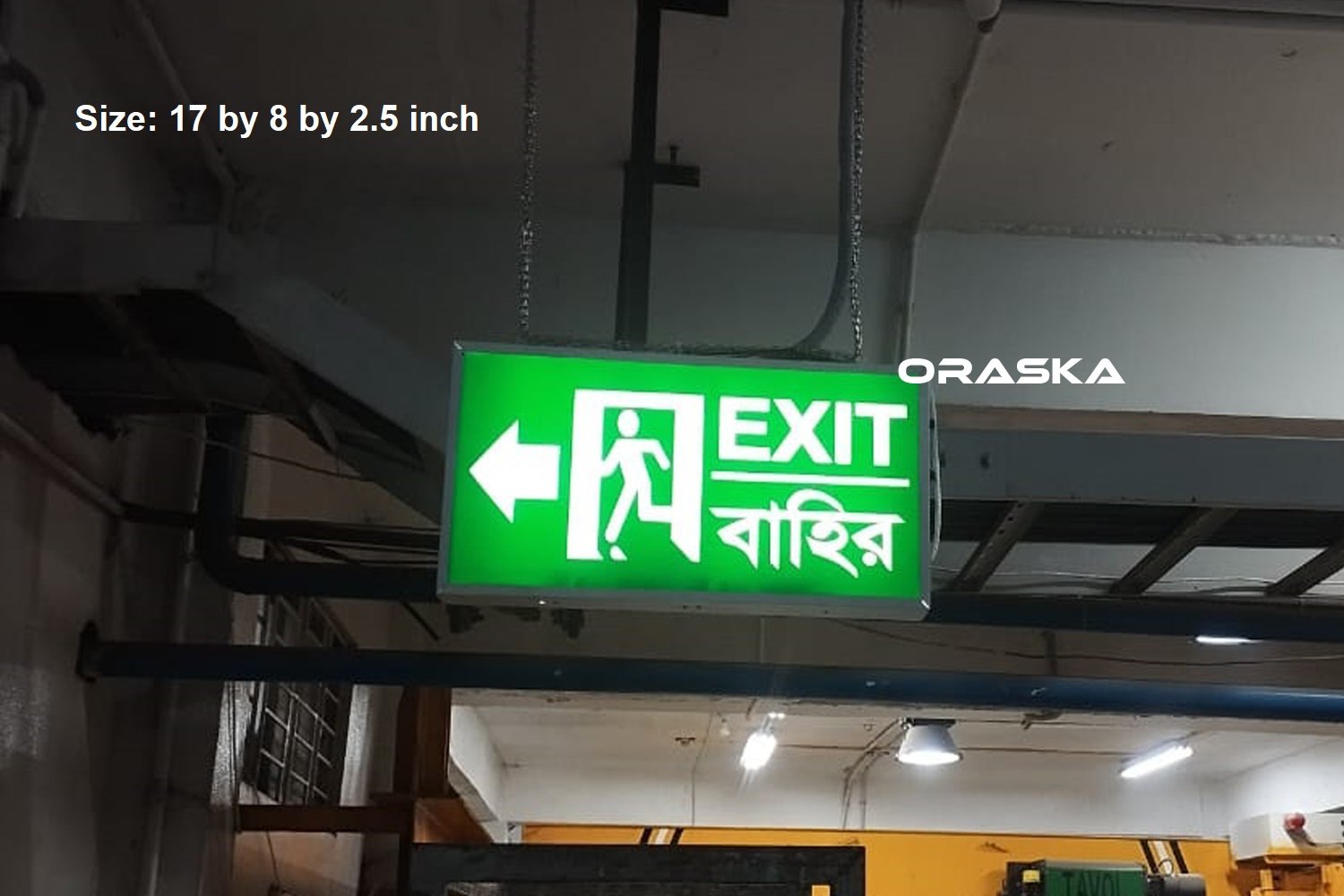 ORASKA LED Box Type Exit Light with 5hrs Battery Backup 17 by 8 inch 2 years warranty